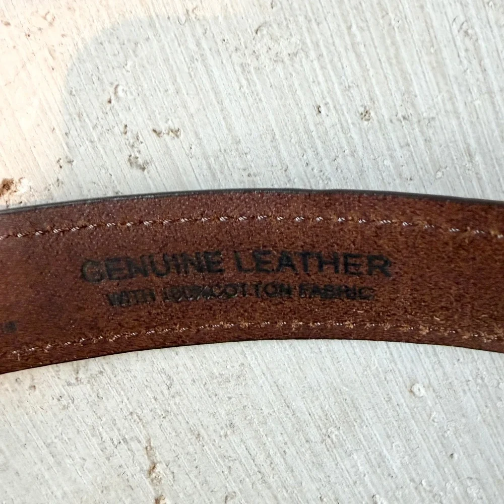 Vintage Columbia Sportswear Mens 36 Brown Leather Belt Woven Fabric Southwestern